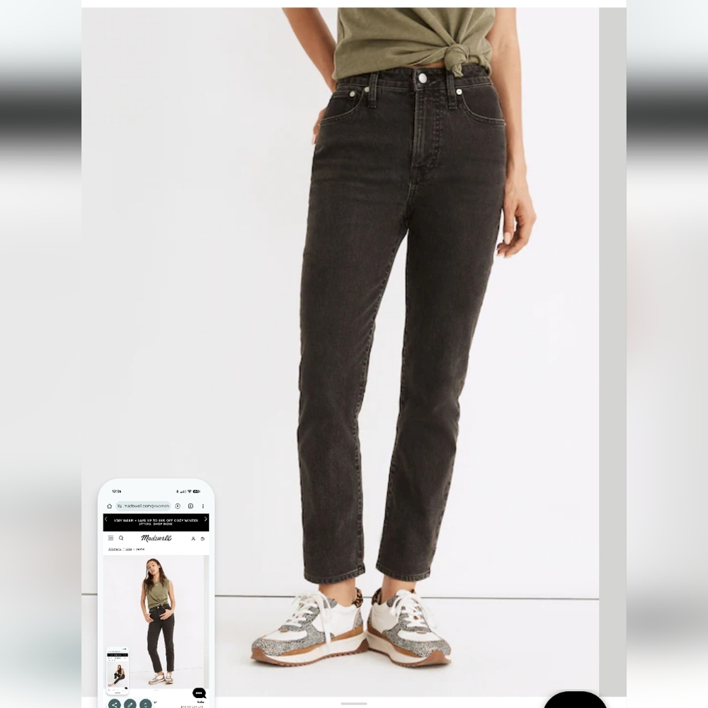 Madewell Washed Black High-Rise Cropped Jeans